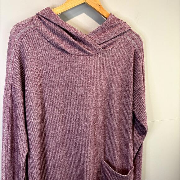 Soft Surroundings Ribbed Purple Hooded Tunic Top - size Medium - Picture 3 of 6